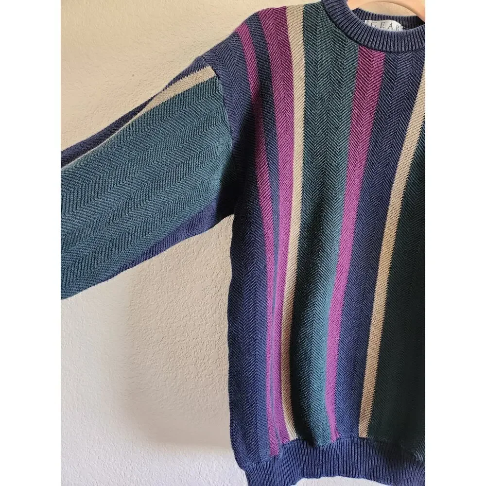 Y2k Men's Gear Retro Knit Sweater Lg - Picture 4 of 8
